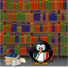 biblioteca con pinguino